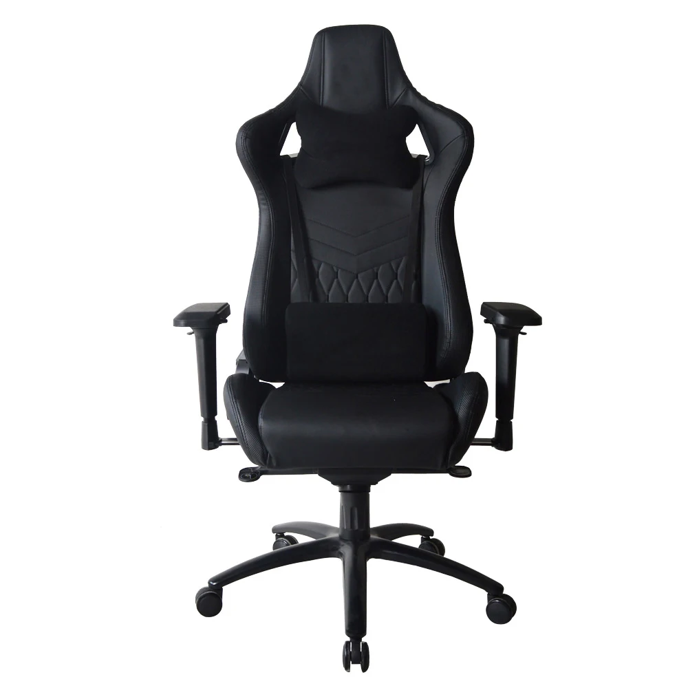 
Игровой стул KAILI полностью из черного ПВХ, современный поворотный эргономичный офисный стул для гонок, подлокотник 4D 