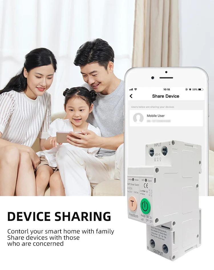 Leakage protection wifi circuit breaker smart timer switch relay remote control by tuya app with smart home alexa google home