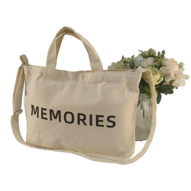 Custom Log Tote Bag Wholesale Custom Cotton canvas shoulder tote bags with zipper with pocket and with custom printed logo