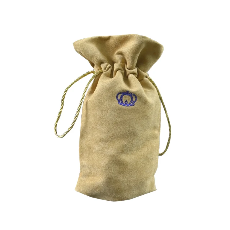 Manufacturer custom suede drawstring pouch high quality jewelry suede pouch golden drawstring gift pouch with logo
