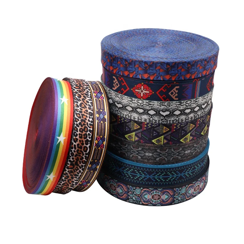 Fashion Printed Ethnic Jacquard Webbing Custom Bags Strap Belt Ribbon DIY Textile Clothing Decor Sew Accessory Webbing