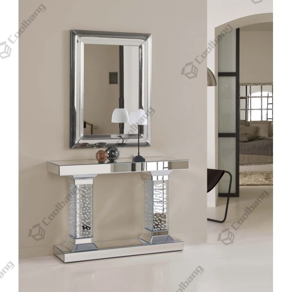 Factory Wholesale Living Room Hallway Crushed Diamond Mirrored Console Table