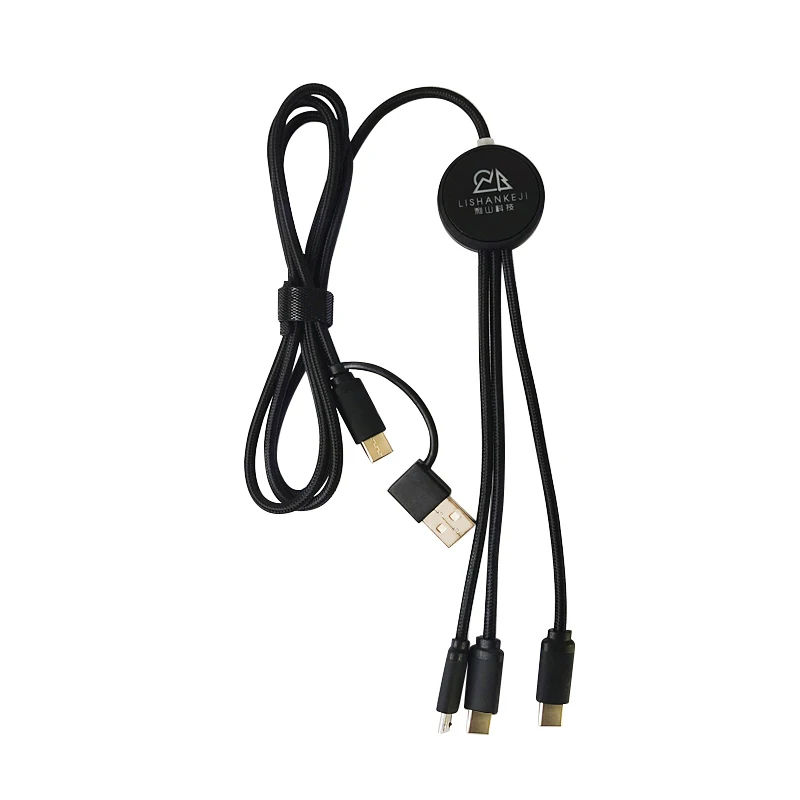 Оптовая продажа с фабрики высокое качество все в одном универсальный usb-кабель 2 3 для быстрой зарядки и передачи данных со светодиодным логотипом типа c под заказ подарки