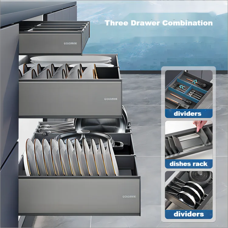 Goldmine Dish and Bowl Rack Pull Out Drawer Basket Kitchen Drawer Basket Dish Rack Pull-out Metal Basket For Kitchen Cabinet