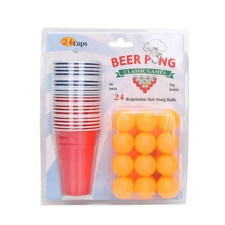 Exciting Game Beer Pong Cups 16oz Set 40mm 38mm Mini Beer Pong Balls For Adult Party