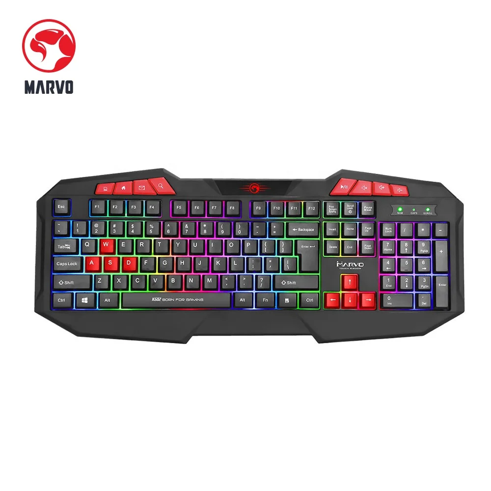  Игровая клавиатура Marvo с 26 клавишами для игр 8 мультимедийных кнопок arcoiris подсветкой эргономичный