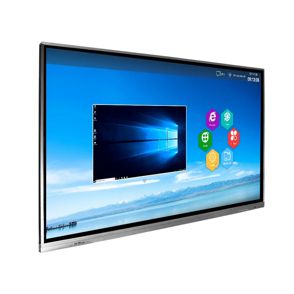 65 inch wifi Infrared touch panel interactive white board for conference with screen mirror and camera