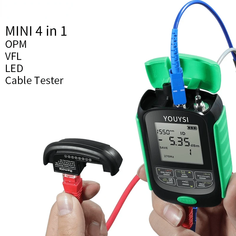 New 4in1 Li-Lion Battery Optical Power Meter Visual Fault Locator Network Cable Test Optical Fiber Tester LED VFL