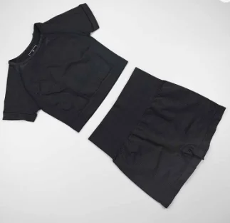 
Popular Women training 2 Piece suit Fitness Short Sleeve Crop Top Shirts Running Shorts Workout Clothes Seamless Yoga Set 