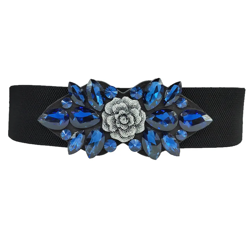 Flower Beaded Elastic Cummerbunds Female Dress Corsets Waistband Belts Decoration Wide Belt