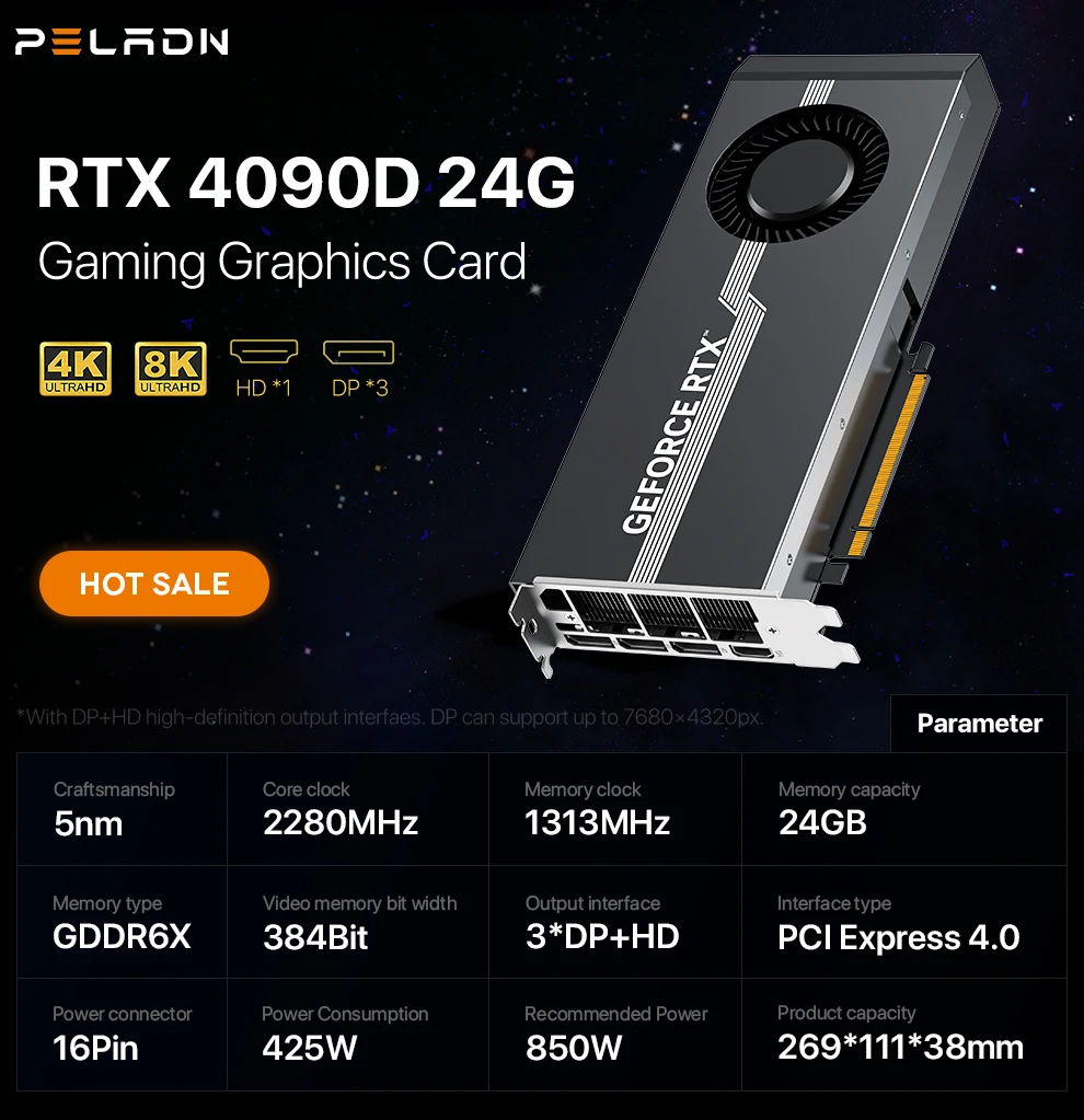 New Nvidia Geforce RTX 4080 16GB Turbo Video Card RTX 4090 4090D 24GB GDDR6X 16Pin 384-bit Founders Edition Graphics Card GPU