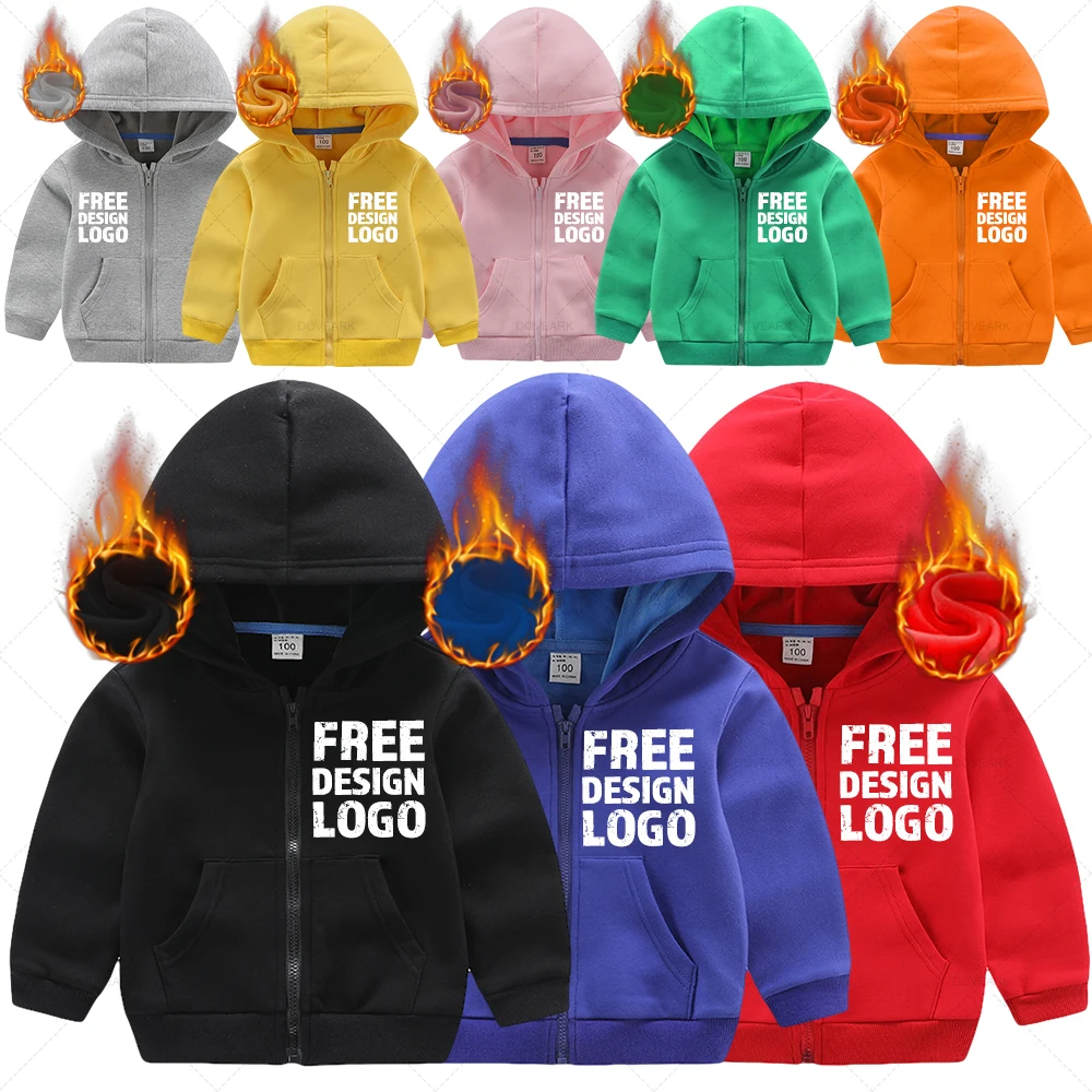 Custom Free Design Logo Little Baby Boy Girl Hoodies Children Tracksuits Clothing  Kids Jacket Sweatshirt Hoodie With Fleece