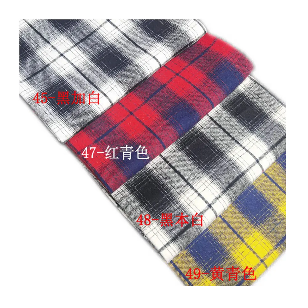 Woven cotton polyester yarn dyed plaid check fabric check CVC yarn dyed flannel brushed fabric