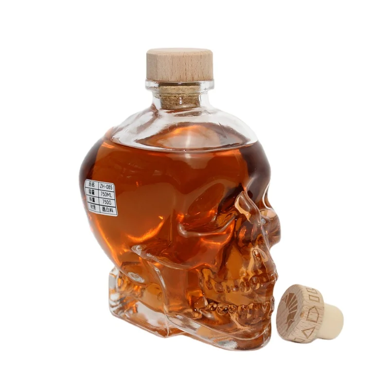 750ml 1500ml skull shape whisky wine spirit bottle stopper with logo alcoholic beverages monkey snake shape bottles