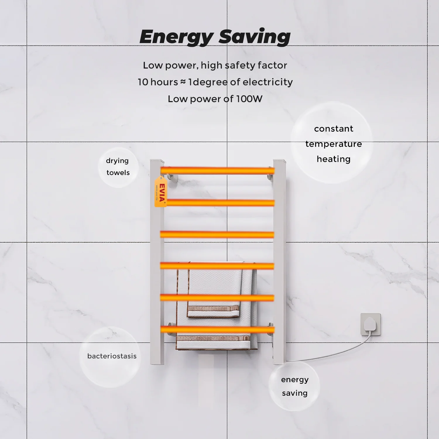 EVIA Factory 2 in 1 OEM Wall Mounted Heated Towel Rail Freestanding Electric Clothes Dryer Rack
