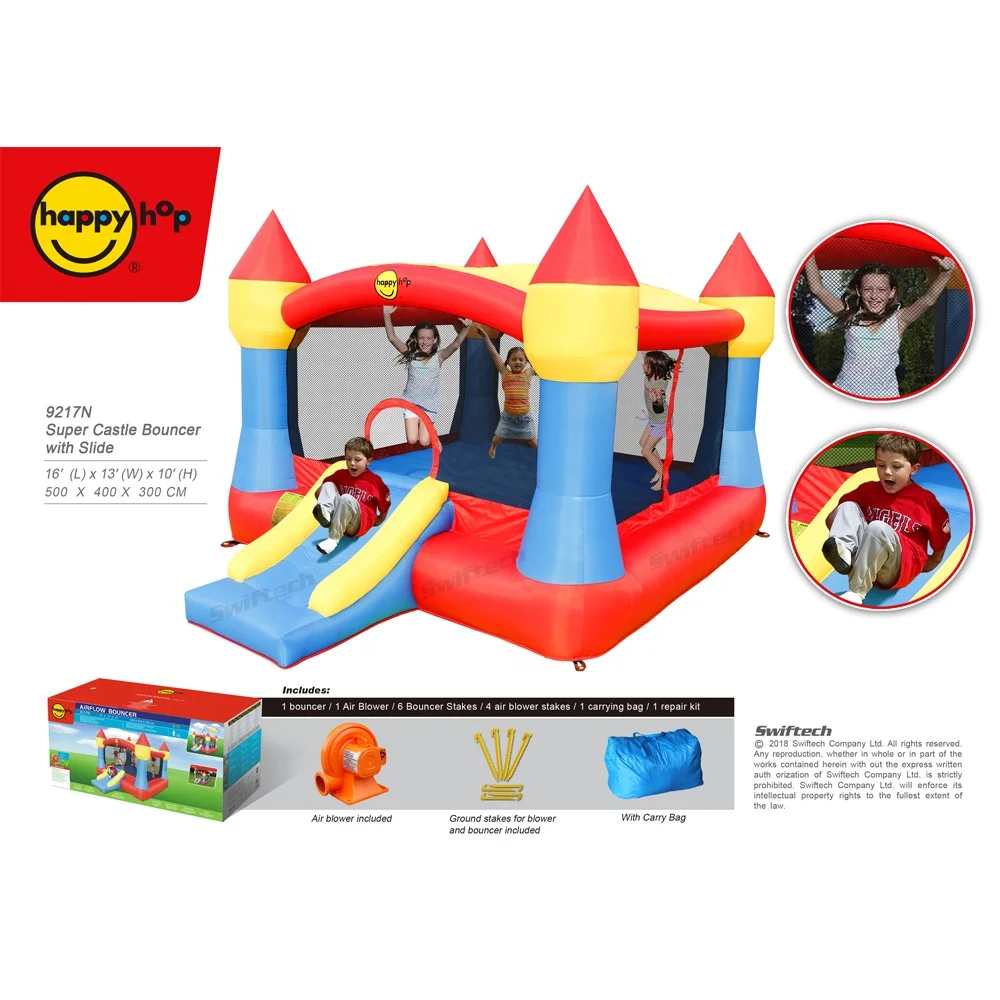 Happy hop Super Inflatable castle-9217N Super Castle Bouncer with Slide inflatable bouncer jumping castle for kids gift