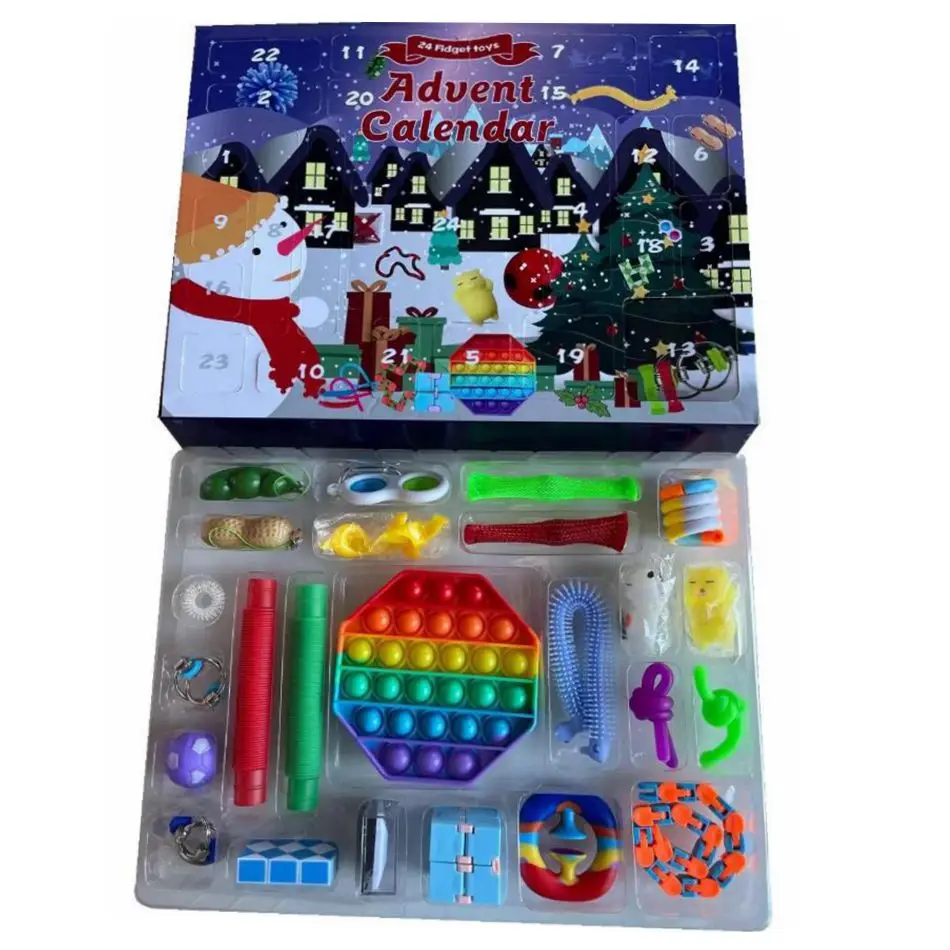24 шт./компл. рождественские календари с адвентом сенсорные Детские фиджеты на заказ «сделай сам» Рождественская игрушка фиджет календарь для Адвента