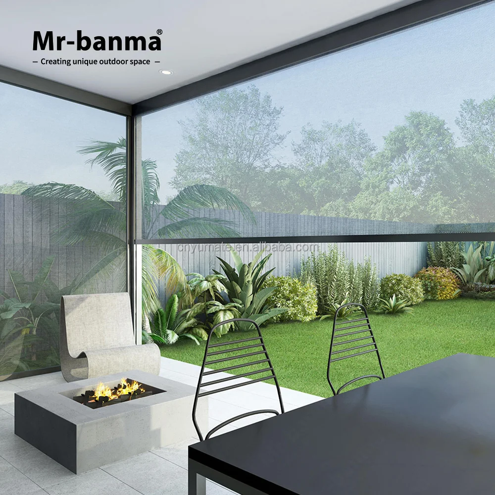 Factory Outdoor Retractable Insect Screens Zip Track Outdoor Blind