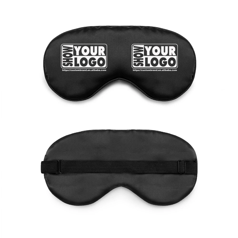Напечатанный логотип на заказ, бесплатная доставка, регулируемая шелковая атласная маска для глаз для сна, шелковая маска для сна