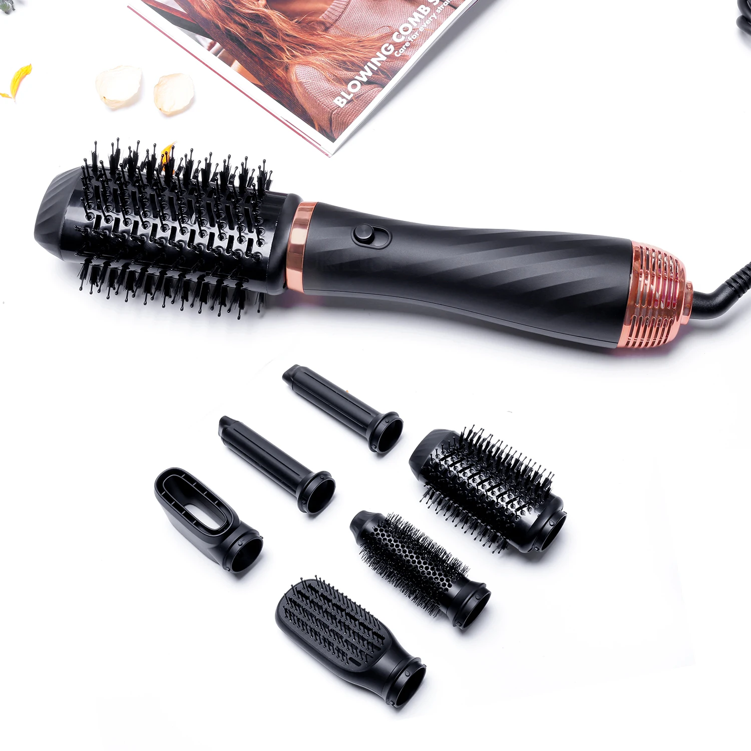 5 In 1 Electric Hair Dryer Brush Negative Ions Blow Dryer Comb Hairdryer Hair Blower Brush Salon Hot Air Brush