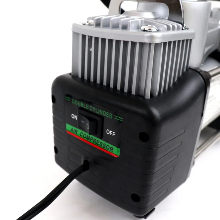 Air Compressor Tire Inflator Portable Double Cylinder Tire Inflator Tire Pump with Air Gauge for Car Bicycle Balls 12V dc