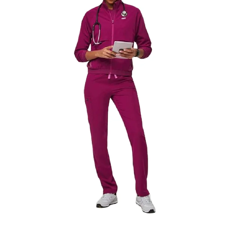 Новый стиль индивидуальные модные скрабы из спандекса униформа на молнии куртка медицинская костюм