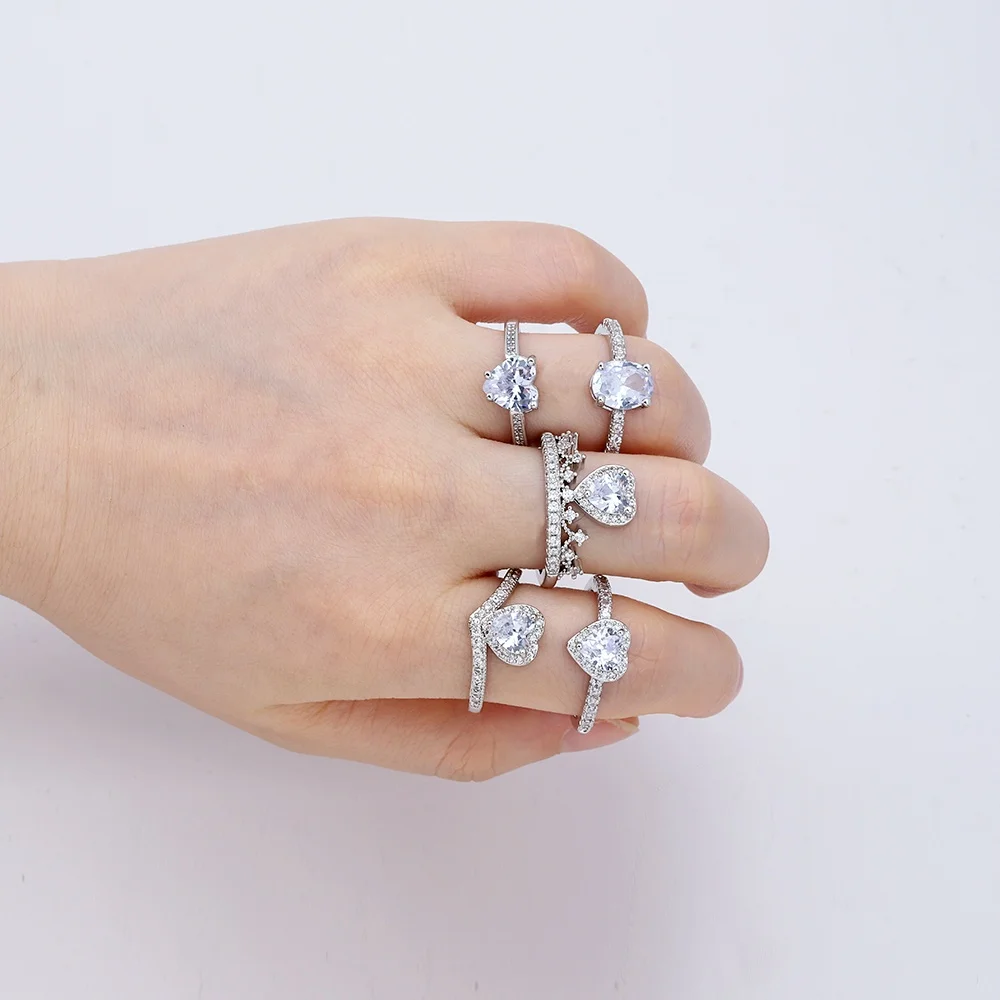 Jxx cheap price brass platinum plating jewelry woman ring zircon heart-shaped marriage wedding rings jewelry for women turkey