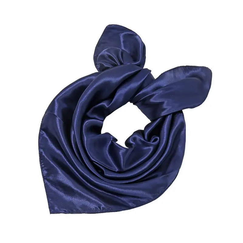 Hot Sale Women Solid Color Satin Square Scarf Bandanas For Stewardess Bank Hotel