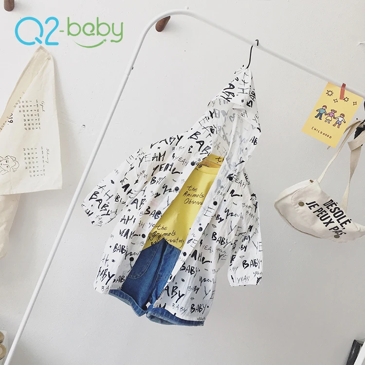 
Q2-baby Regular Hooded Sleeve Print Pattern Baby Boy Girl Sun Proof Clothing 