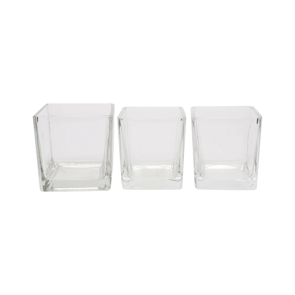 Wholesale Empty Square Mouth Glass Containers for Candles