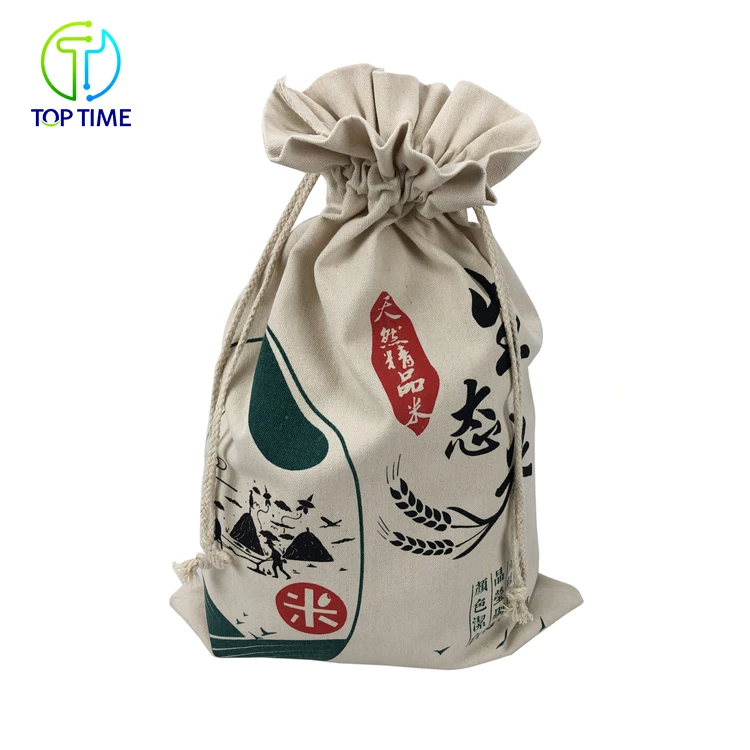 Wholesale Flour Soybean Rice Grain Canvas Cotton Drawstring Bags