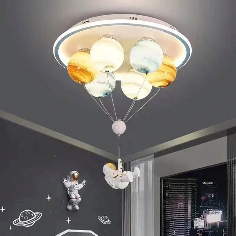 Shingel Modern Astronaut Star Led Pendant Lamp Iron Ceiling Chandelier E27 Bulb Acrylic Pendant Light Nordic Kids Lamp