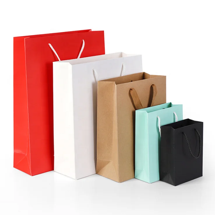 
Custom Cheap Jewelry Packaging Small Brown Kraft Shopping Paper Bag With With Ribbon Handles 