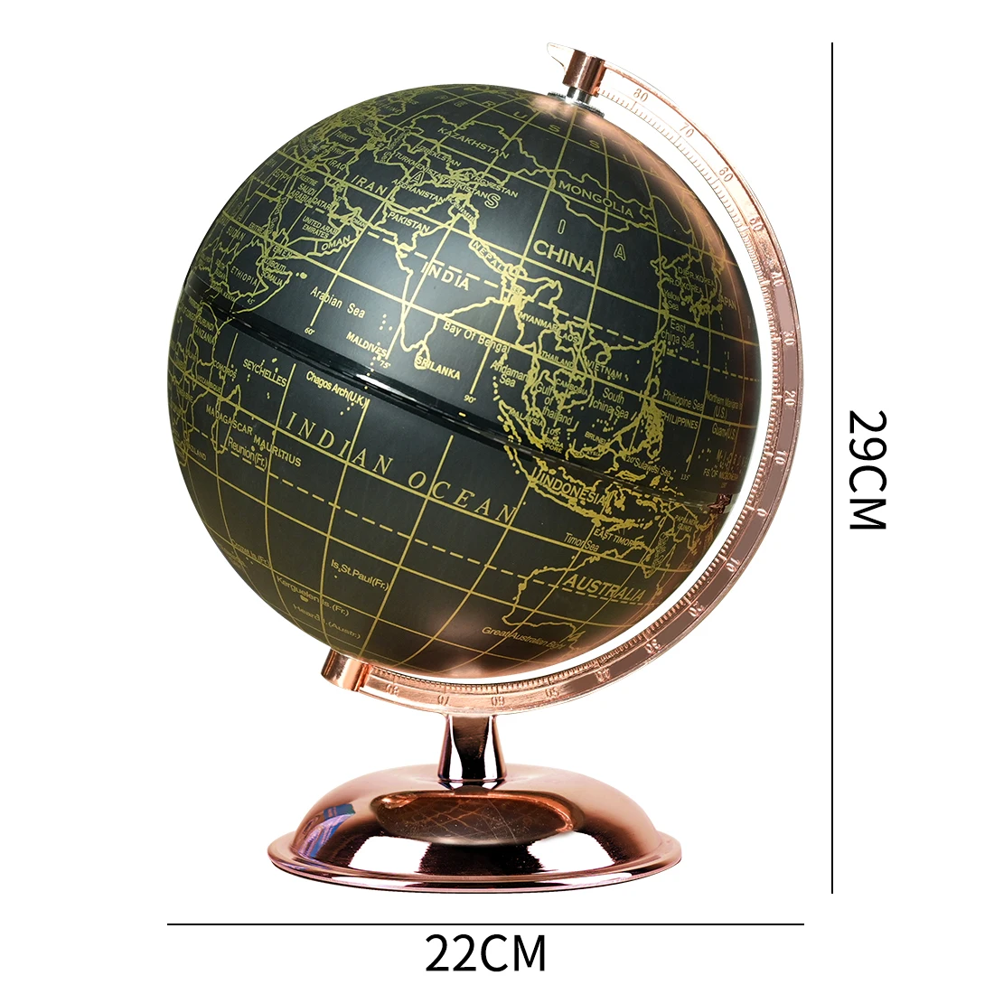 20cm 8 Inch rotating kids children teaching education home office decor black gold earth globe decorative world map globe