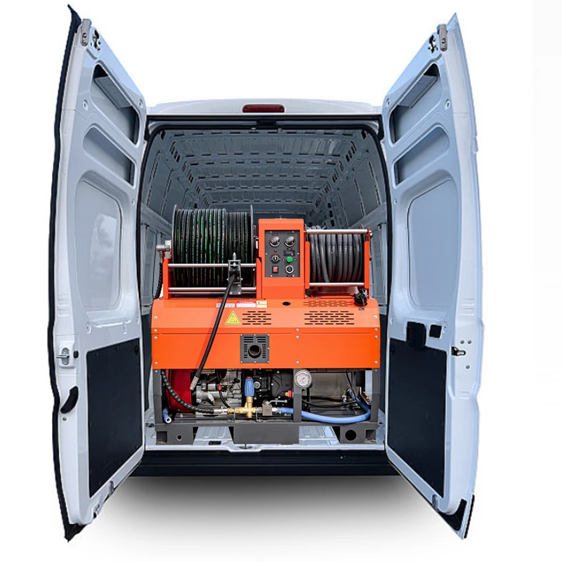 AMJET300bar40lpm truck-mounted sewer jet machine comes with a 500-liter stainless steel water tank