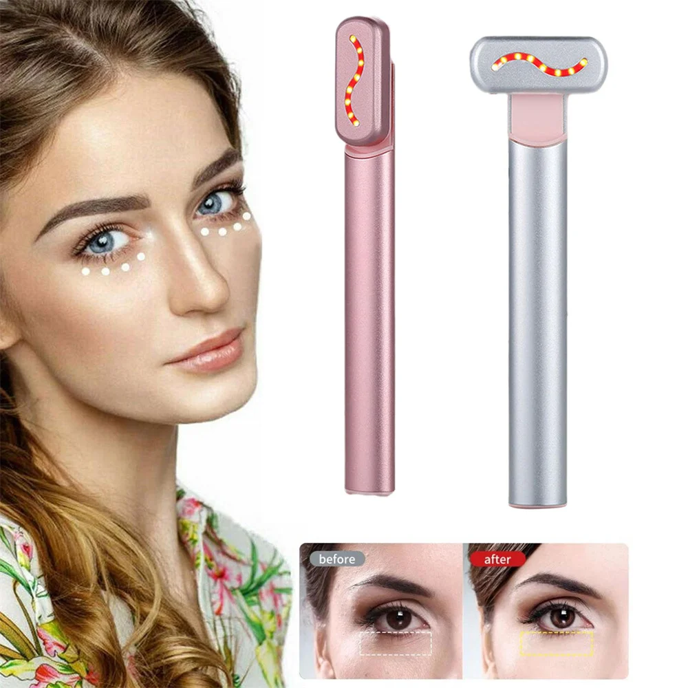 KKS high frequency 4 in 1 face and neck lighten dark circles face massager led red light facial therapy wand