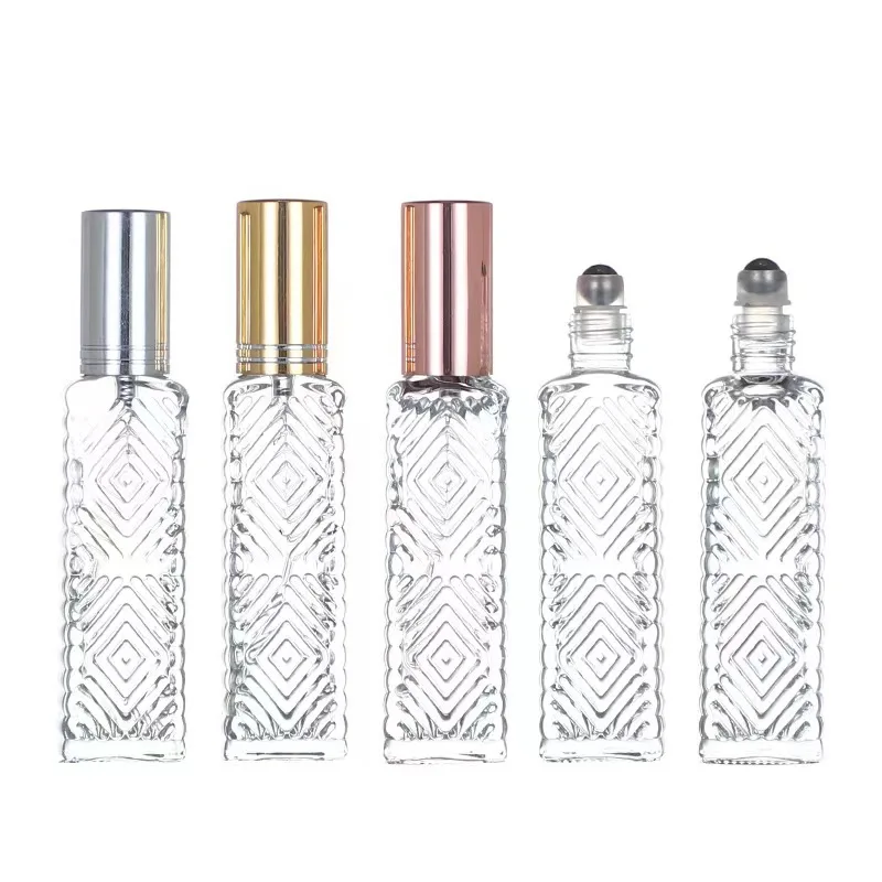 high quality 10ml Glass Perfume Bottle square glass perfume bottle  twill weave glass bottle