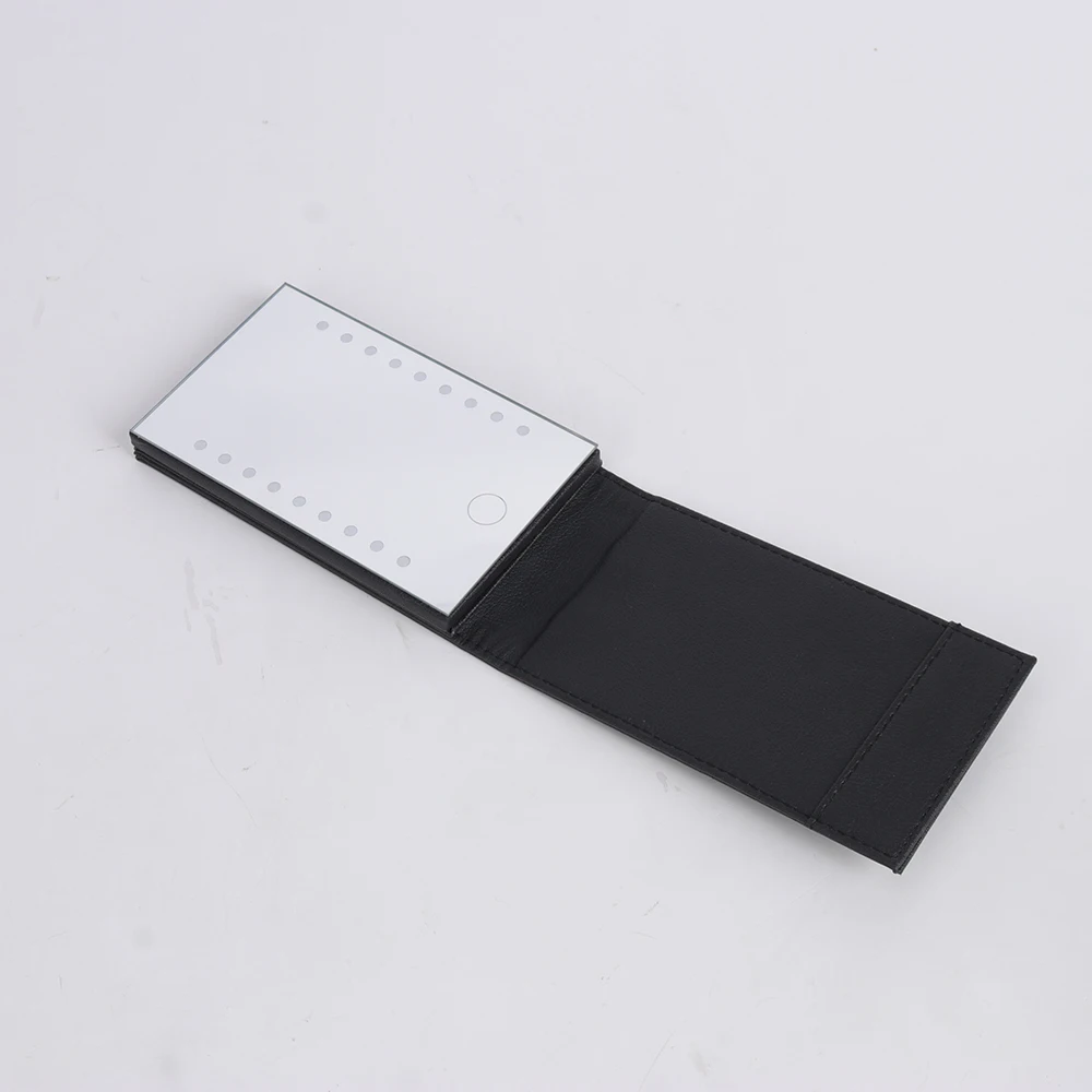 Foldable Lighted LED Makeup Mirror Adjustable Brightness Makeup Mirror LED Light With Leather Cover