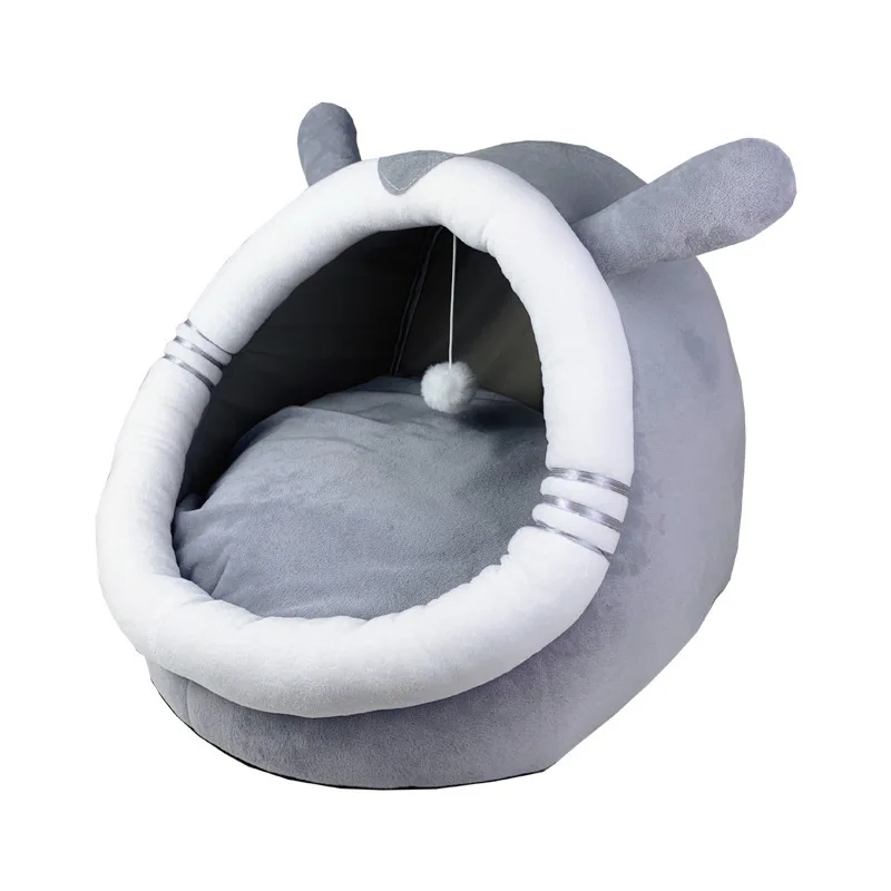 Luxury wholesale Animal Style colorful Soft Cotton Cat Mat Comfortable Warm Cat Bed House With Play Drop Ball