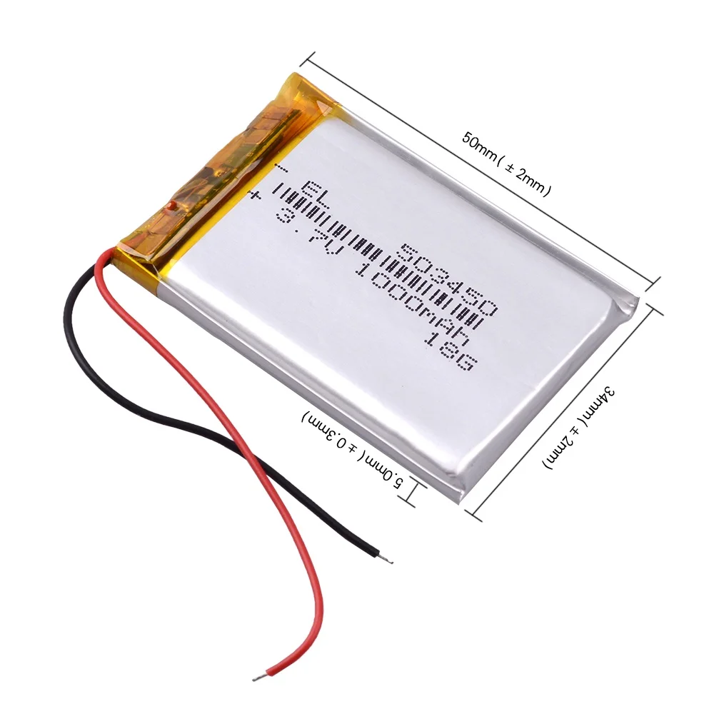 Polymer Lithium Rechargeable battery 1000mAh 3.7V 503450 102050 for headset smart watch GPS PDA MP5 Li-ion Lipo battery