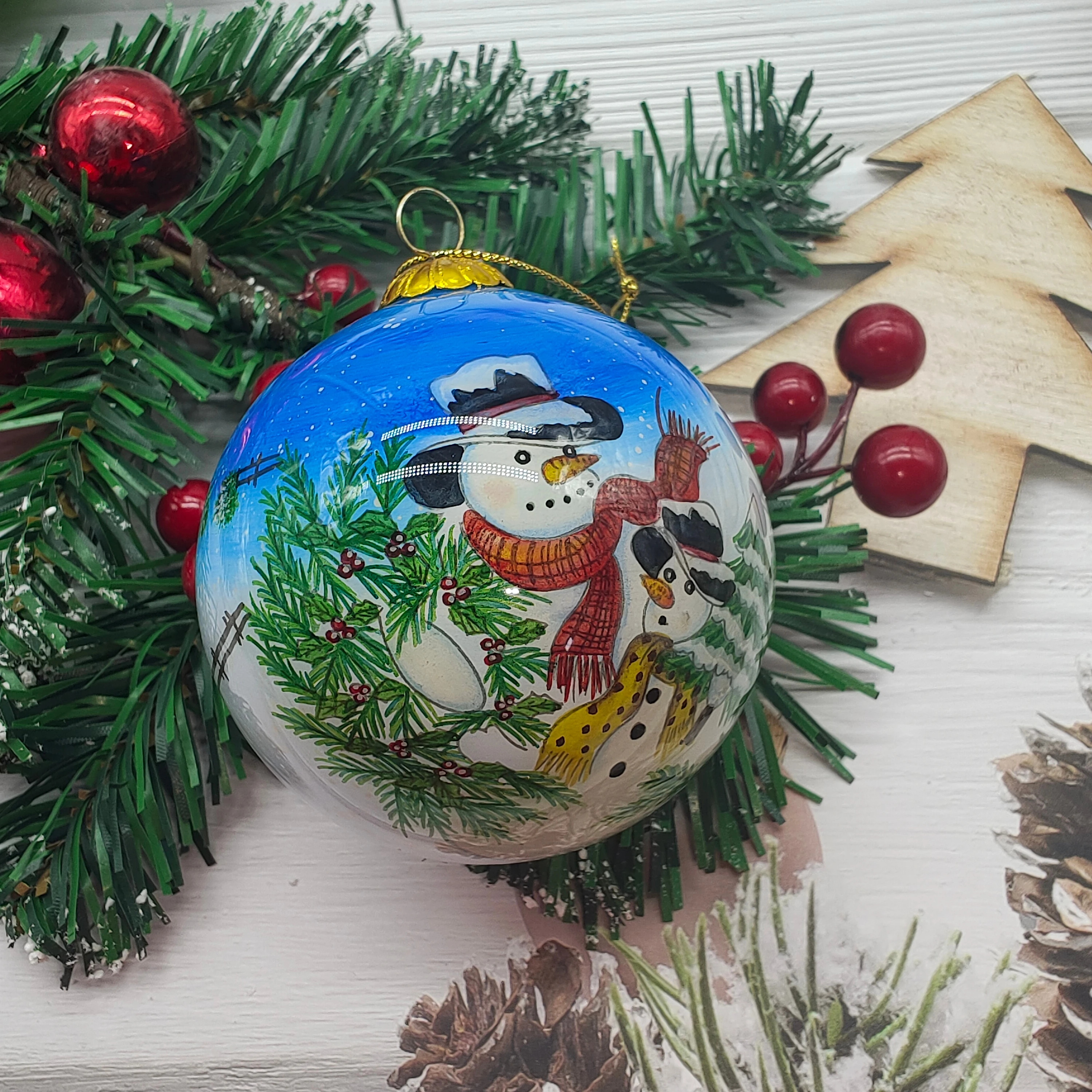 Рождественские украшения с заводским дизайном ручная роспись из дутого стекла елочные