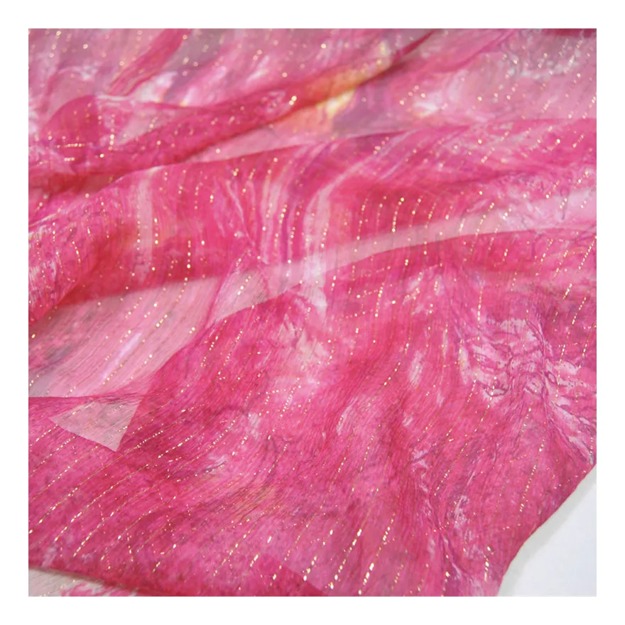 100% silk METALLIC clip jacquard silk fabric