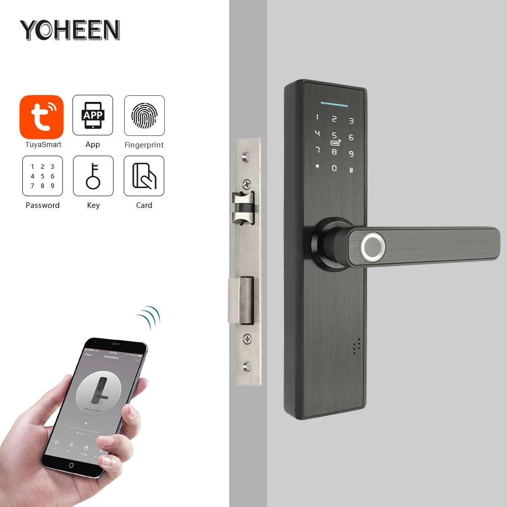  Yoheen Tuya App Wi-Fi Смарт-карта цифровой кодовый дверной замок со сканером отпечатков пальцев для квартир в