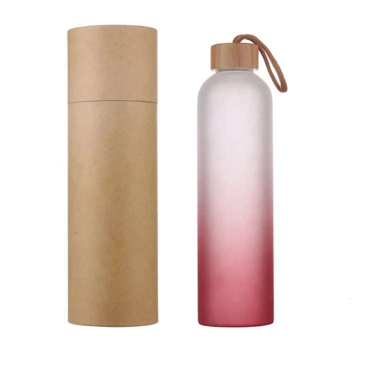 32 oz 1 Liter  Glass Water Bottle with Time Marker  Plastic Sleeve Gym Fitness Sports