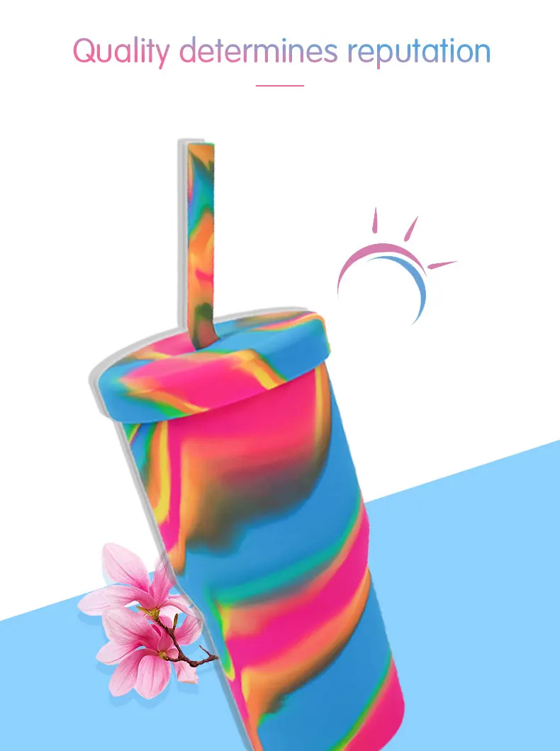 Large capacity Water  Cups Leakproof Valve Reusable BPA Free Silicone Travel Water Cup for Gym Camping Travel Sports  Durable