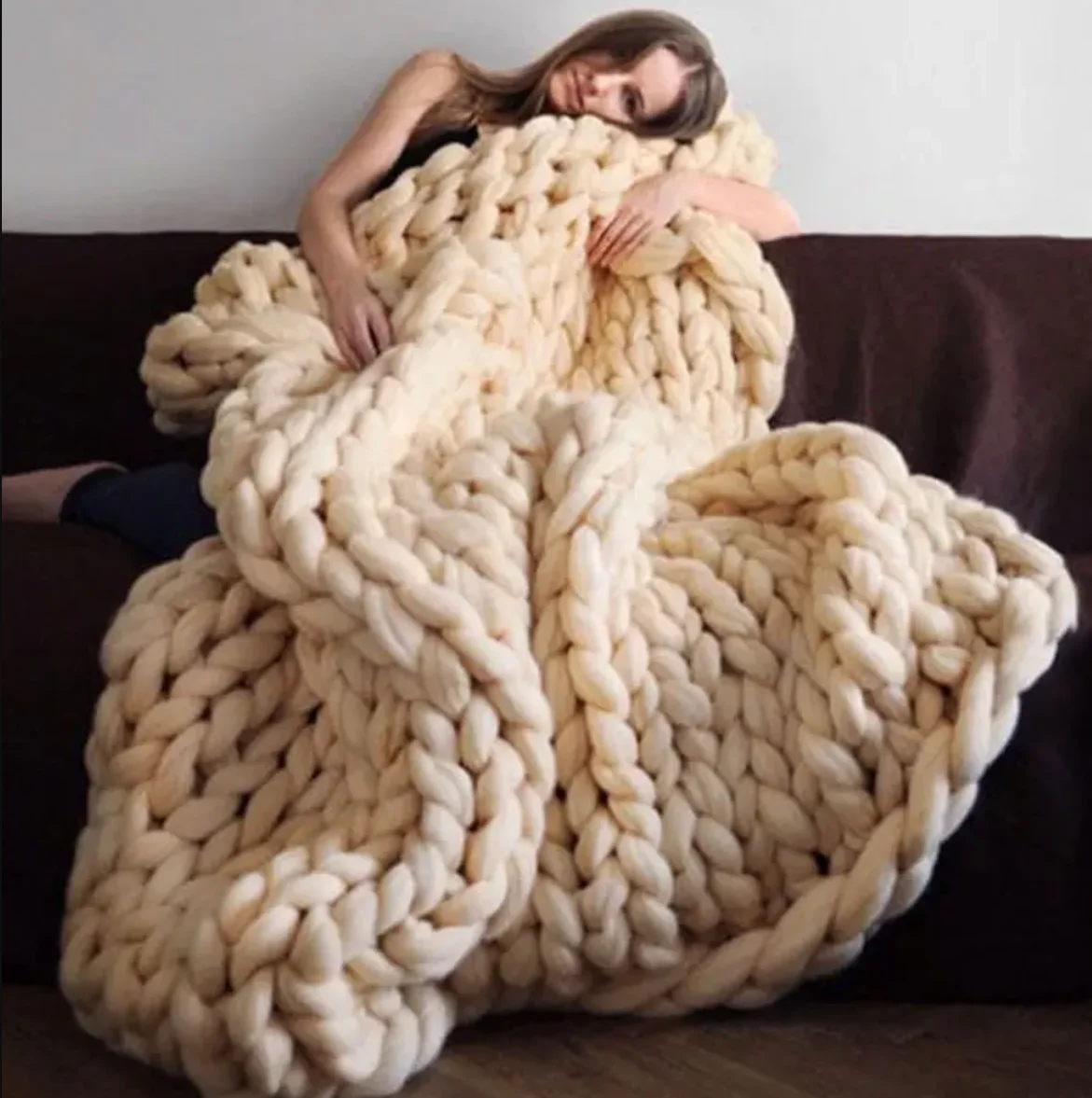 Knit Blanket Throw Machine Washable Crochet Blanket Soft Acrylic Yarn Knitted Blanket