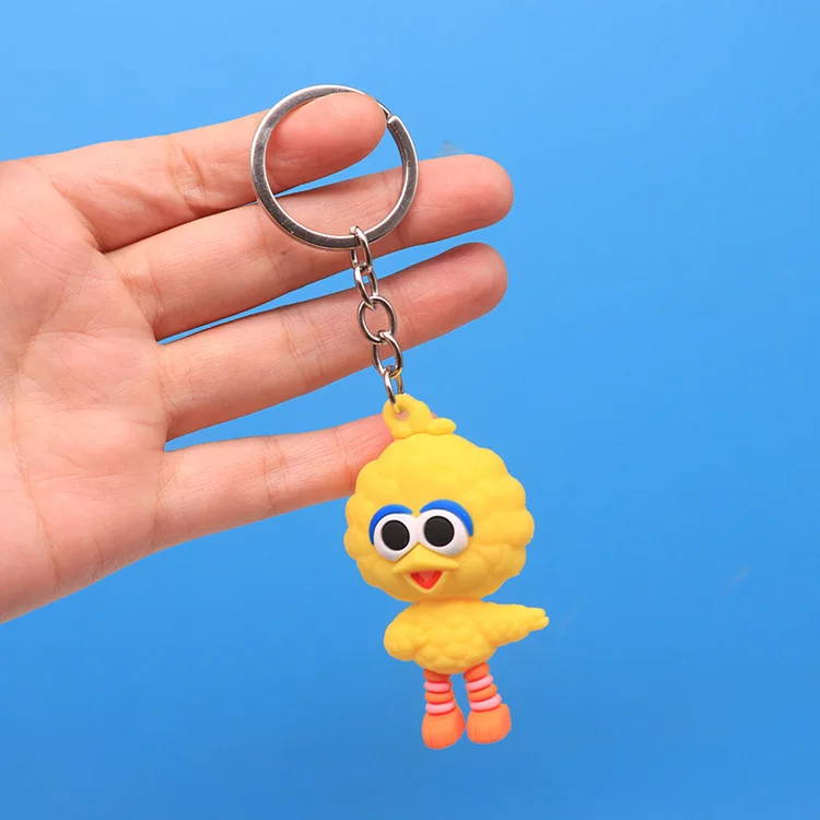 Street PVC Figure Keychain Cookie Monster Cartoon Doll Key Rings Car Backpack Keyholder Cute Key Buckle Kid Gift