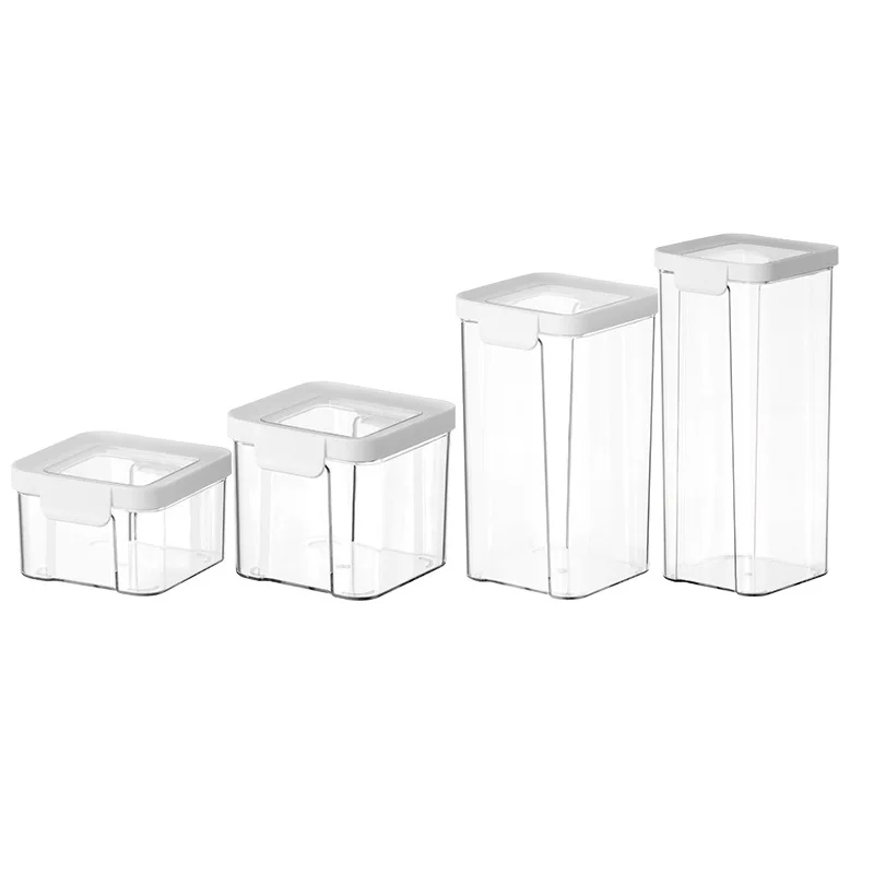 Multifunctional Household Kitchen Sealed Food Storage Container Snack Storage Jar with Lids Transparent Plastic Color Box Square