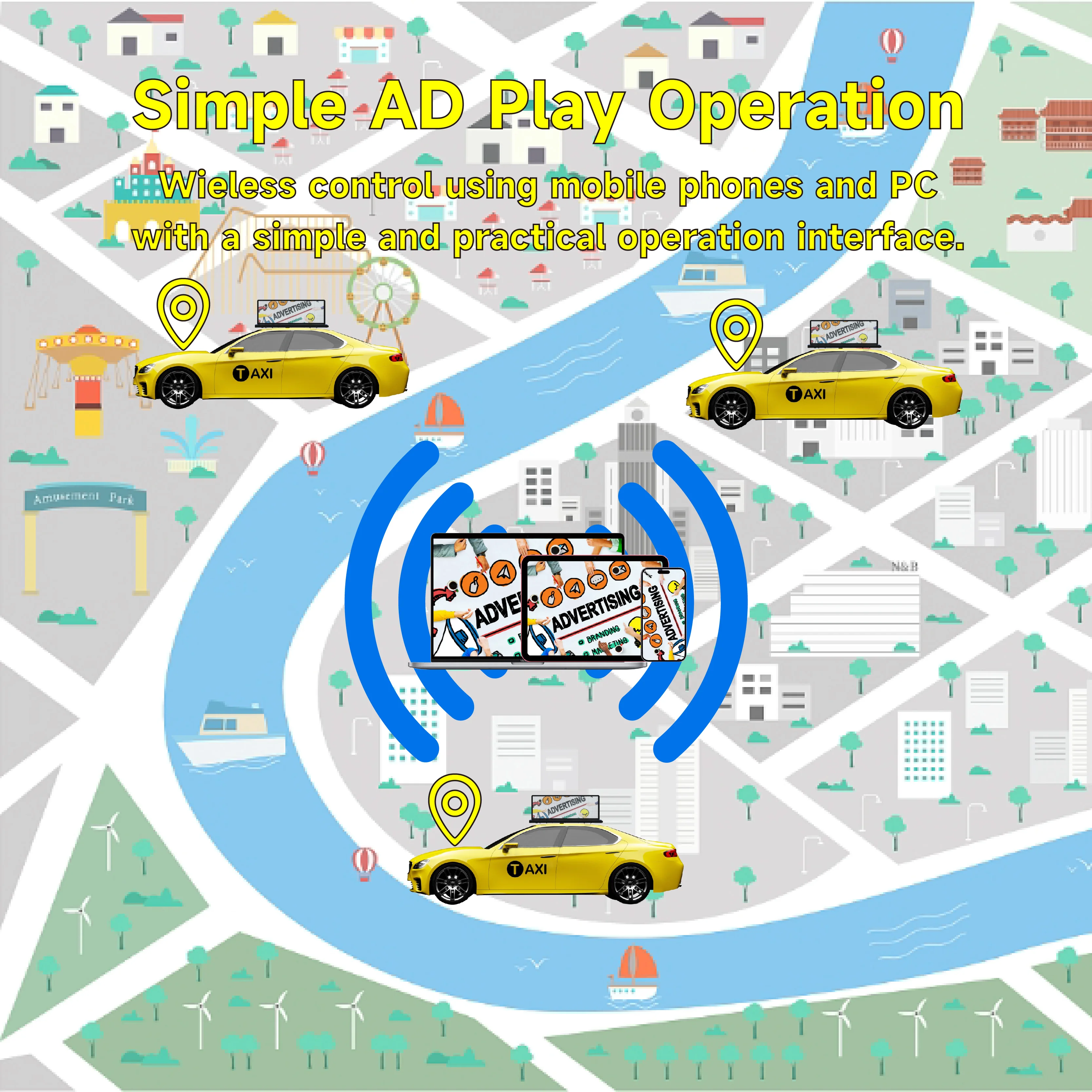 Taxi Top LED Display Car LED Screen Ultra Thin LED Dual Side  Wifi GPS  Advertising Screen