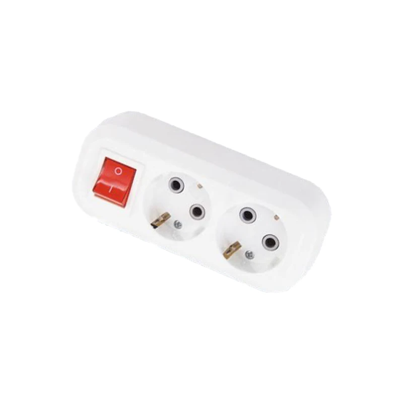 2 sockets power board extension cord with switch and grounding